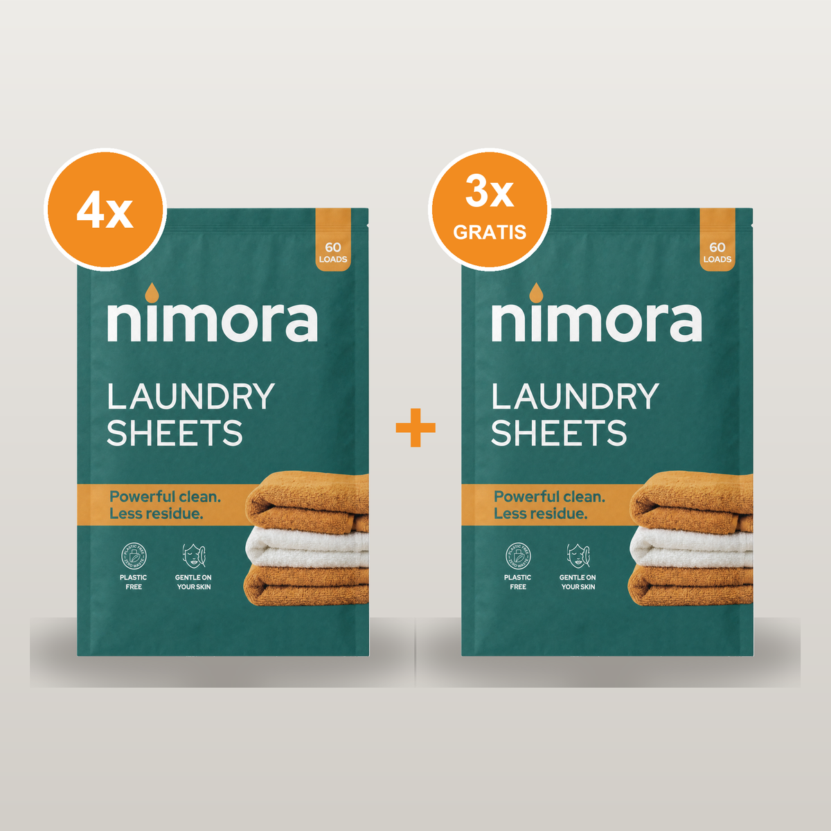 Laundry Sheets 4+3 Free — Nimora | 420 loads, paper packaging