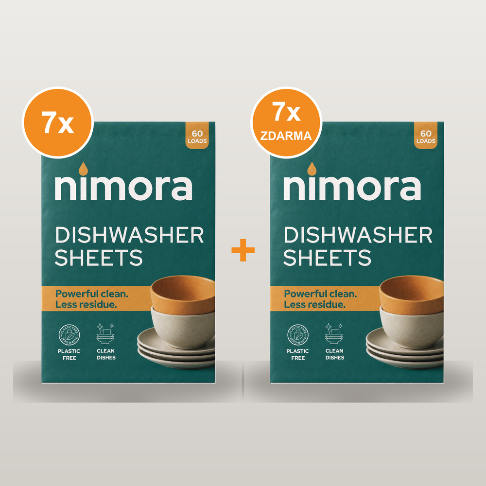 Dishwasher Sheets 7+7 Free — Nimora | 840 washes, paper packaging