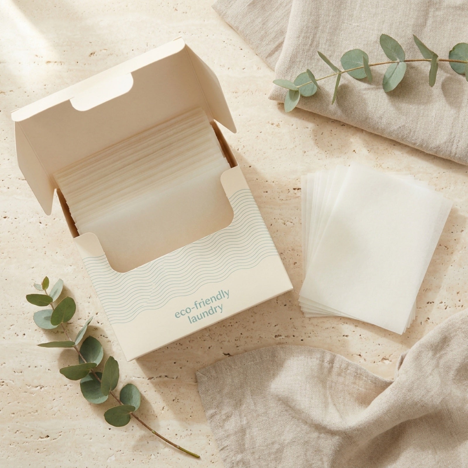 Plastic-free cardboard packaging flat-lay